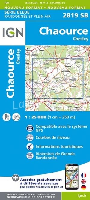 Wandelkaart 2819 SB Chaource & Chesley - IGN