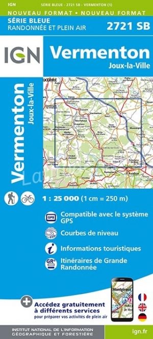 Wandelkaart 2721 SB Vermenton & Joux-la-Ville - IGN