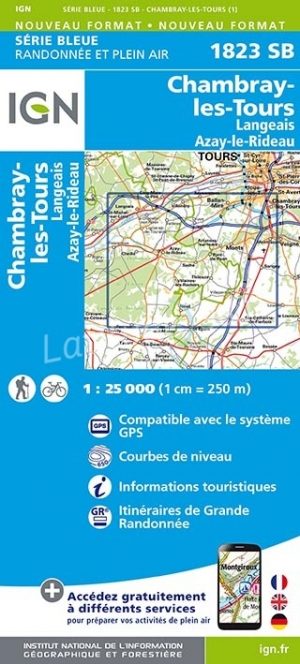 Wandelkaart 1823 SB Chambray-les-Tours & Langeais - IGN