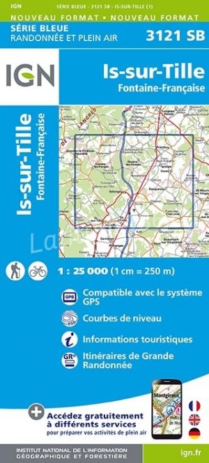 Wandelkaart 3121 SB Is-sur-Tille & Fontaine-Francaise - IGN