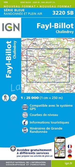 Wandelkaart 3220 SB Fayl-Billot & Chalindrey - IGN