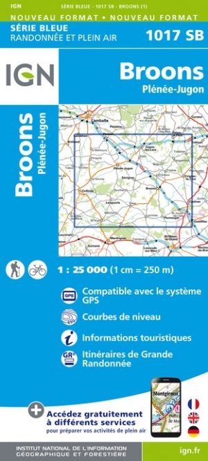 Wandelkaart 1017 SB Broons & Plénée-Jugon - IGN