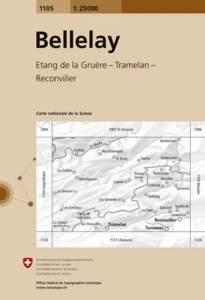 Wandelkaart 1105 Bellelay Jura Zwitserland - Swisstopo