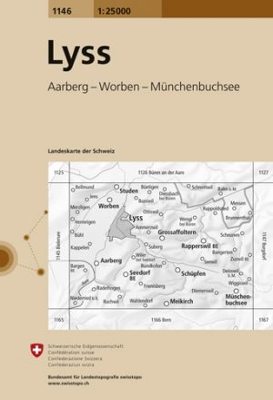 Wandelkaart 1146 Lyss Seeland Bern - Swisstopo