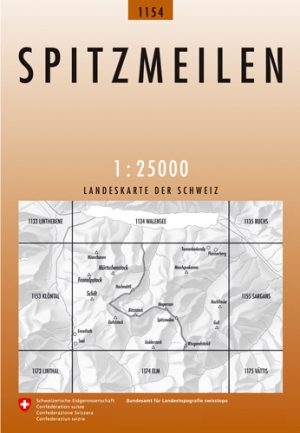 Wandelkaart 1154 - Spitzmeilen Glarner Alpen - Swisstopo