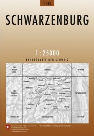 Wandelkaart 1186 Schwarzenburg Berner Oberland - Swisstopo