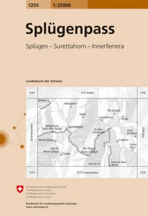Wandelkaart 1255 Splügenpass Graubunden - Swisstopo