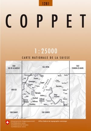 Wandelkaart 1281 Coppet Vaud Zwitserland - Swisstopo