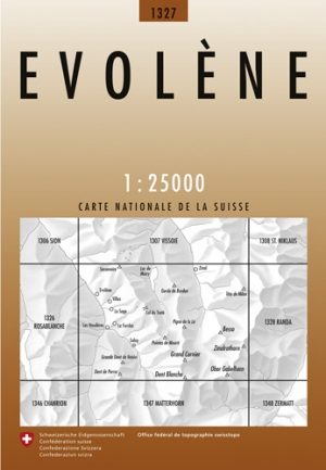 Wandelkaart 1327 Evolene Wallis Zwitserland - Swisstopo