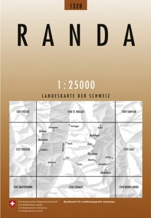 Wandelkaart 1328 Randa Wallis Zwitserland - Swisstopo