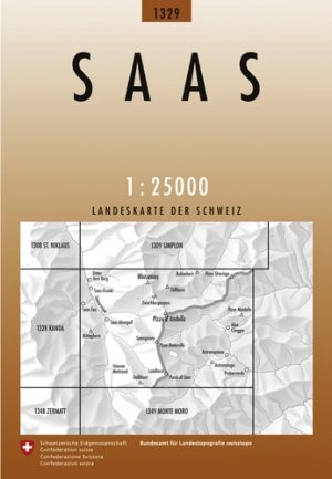 Wandelkaart 1329 Saas-Grund Wallis - Swisstopo