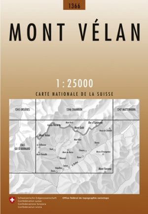 Wandelkaart 1366 Mont Velan Wallis - Swisstopo