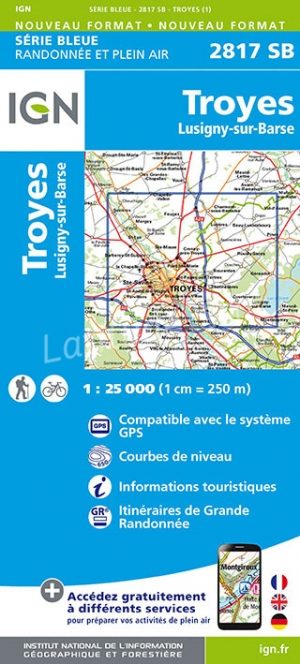 Wandelkaart 2817 SB Troyes & Lusigny-sur-Barse - IGN