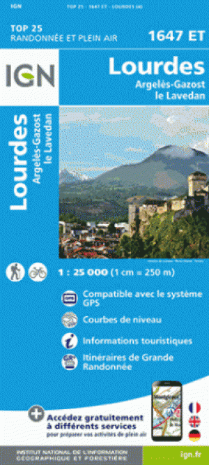 Wandelkaart 1647 ET Lourdes- Argelès-Gazost - IGN