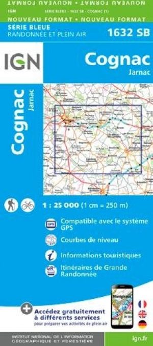Wandelkaart 1632 SB Cognac & Jarnac - IGN