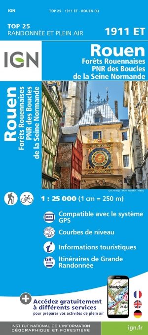 Wandelkaart 1911 ET Rouen & Forêts Rouennaises - IGN
