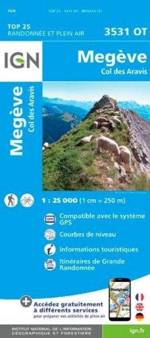 Wandelkaart 3531 OT Megève & Col des Aravis - IGN