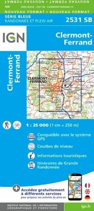 Wandelkaart 2531 SB Clermont-Ferrand - IGN