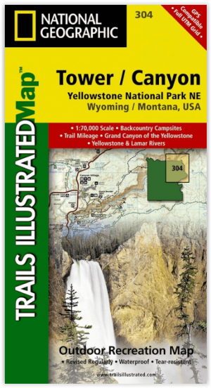 Wandelkaart 304 Tower & Canyon Yellowstone NP - Nat Geo