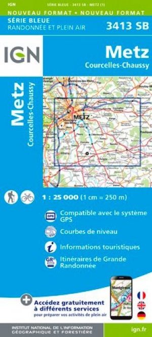 Wandelkaart 3413 SB Metz & Courcelles-Chaussy - IGN