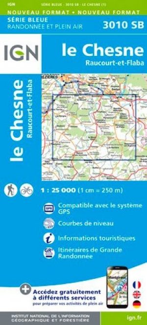 Wandelkaart 3010 SB Le Chesne & Raucourt-et-Flaba - IGN