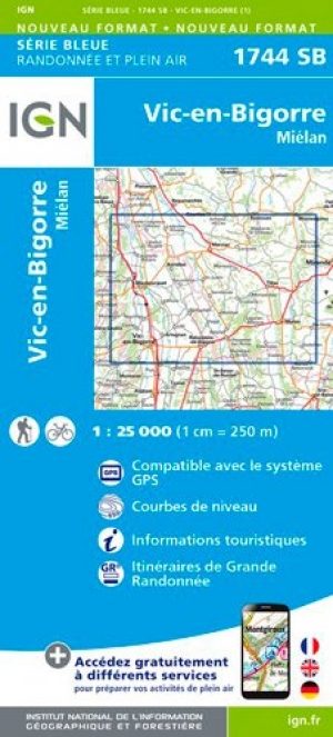 Wandelkaart 1744 SB Vic-en-Bigorre & Miélan - IGN