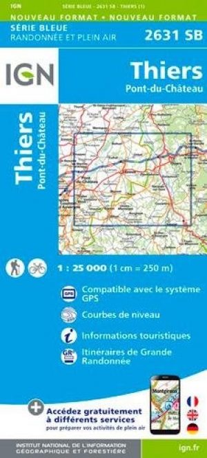 Wandelkaart 2631 SB Thiers &Pont-du-Château - IGN