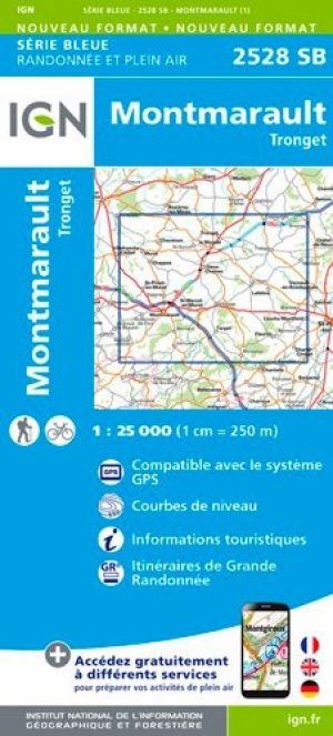 Wandelkaart 2528 SB Montmarault & Tronget - IGN