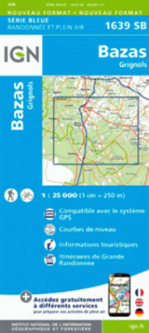 Wandelkaart 1639 SB Bazas & Grignols - IGN
