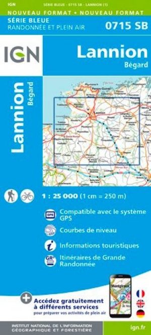 Wandelkaart 0715 SB Lannion & Bégard - IGN