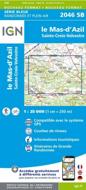 Wandelkaart 2046 SB Le Mas-d'Azil & Ste-Croix-Volvestre - IGN
