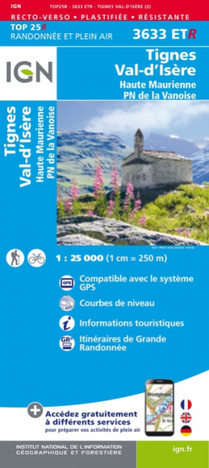 Wandelkaart 3633ET(R) Tignes & Val d'Isère - IGN