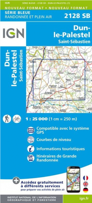 Wandelkaart 2128 SB Dun-le-Palestel & St-Sébastien - IGN