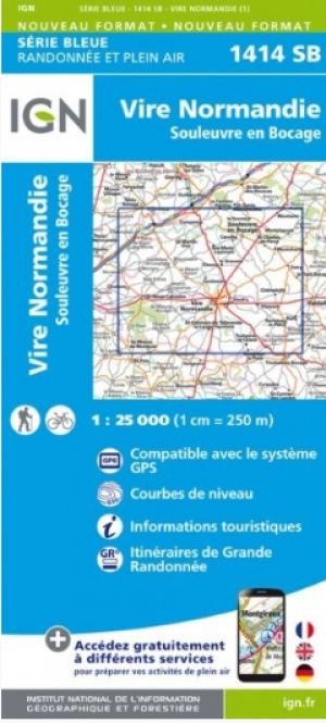 Wandelkaart 1414 SB Vire & St-Sever-Calvados - IGN
