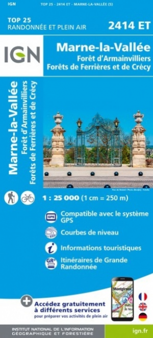 Wandelkaart 2414 ET Marne-la-Vallée & Forêts - IGN