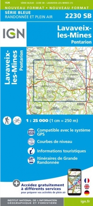 Wandelkaart 2230 SB Lavaveix-les-Mines & Pontarion - IGN