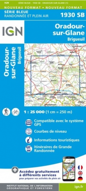 Wandelkaart 1930 SB Oradour-sur-Glane & Brigueuil - IGN