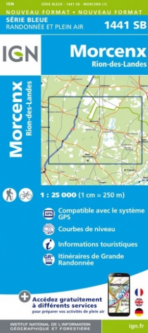Wandelkaart 1441 SB Morcenx & Rion-des-Landes - IGN