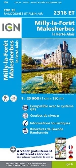 Wandelkaart 2316 ET Milly-la-Forêt & Malesherbes - IGN