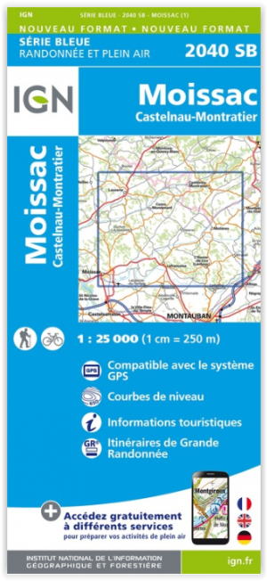 Wandelkaart 2040 SB Moissac - Castelnau & Montralier - IGN