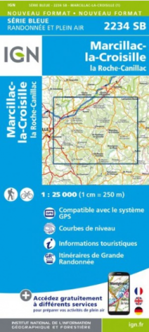 Wandelkaart 2234 SB La Roche-Canillac & Marcillac-la-Croisille