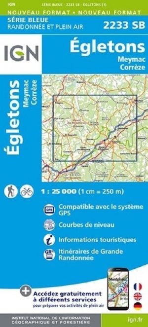 Wandelkaart 2233 SB Egletons & Meymac - IGN