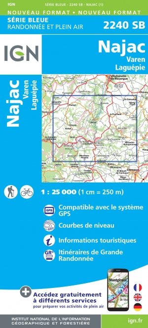 Wandelkaart 2040 SB Najac- Varen & Laguépie - IGN