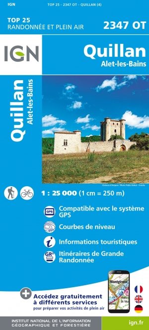 Wandelkaart 2347 OT Quillan & Alet-les-Bains - IGN