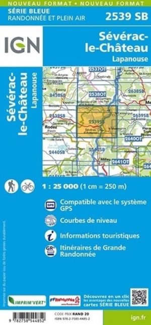 Wandelkaart 2539 SB Sévérac-le-Château & Lapanouse - IGN