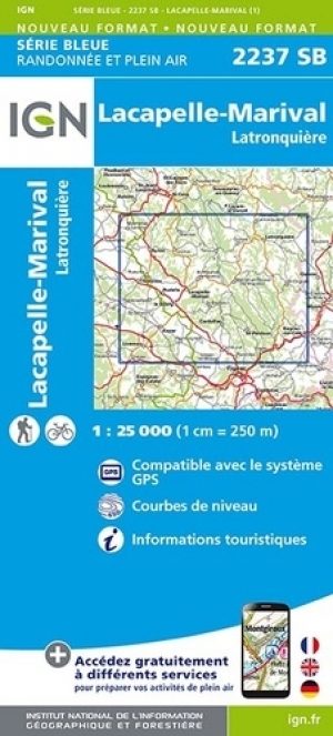 Wandelkaart 2237 SB Lacapelle-Marival & Latronquière - IGN