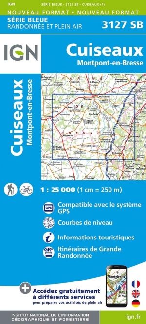 Wandelkaart 3127 SB Cuiseaux & Montpont-en-Bresse - IGN