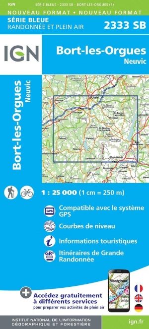 Wandelkaart 2333 SB Bort-les-Orgues & Neuvic - IGN