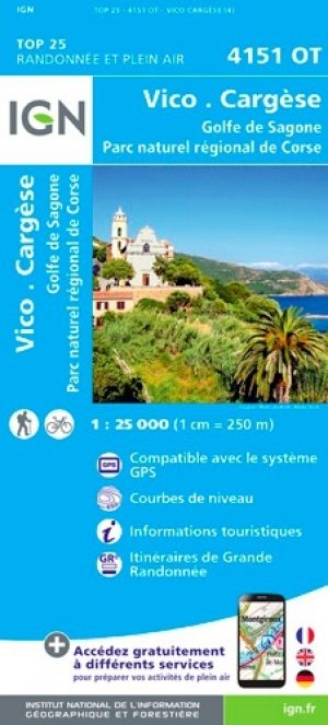 Wandelkaart 4151 OT Vico- Cargèse & Golfe de Sagone - IGN