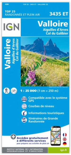 Wandelkaart 3435 ET Valloire & Aiguilles d'Arves - IGN